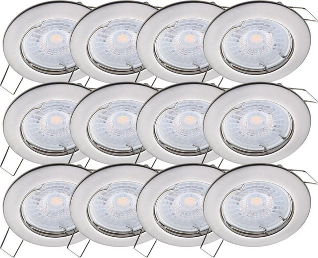 Oktaplex 12er Set Einbauleuchten Sedan in Silber mit LED-Modulen, Warmweiß 3000K, Edelstahloptik - Bild 1