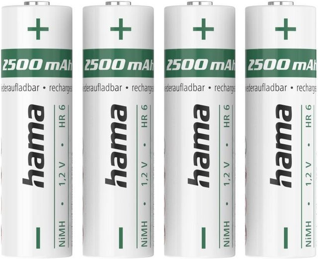 Hama NiMH-Akkus AA Mignon, 2500 mAh, 1,2 V, 4 Stück, Weiß - Bild 1