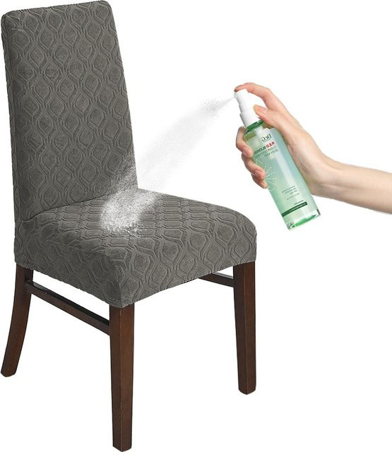 Wasserdichter Jacquard Stuhlbezug von Yiran Furniture in Grau mit floralem Design, B/T: 45 x 38 cm - Bild 1
