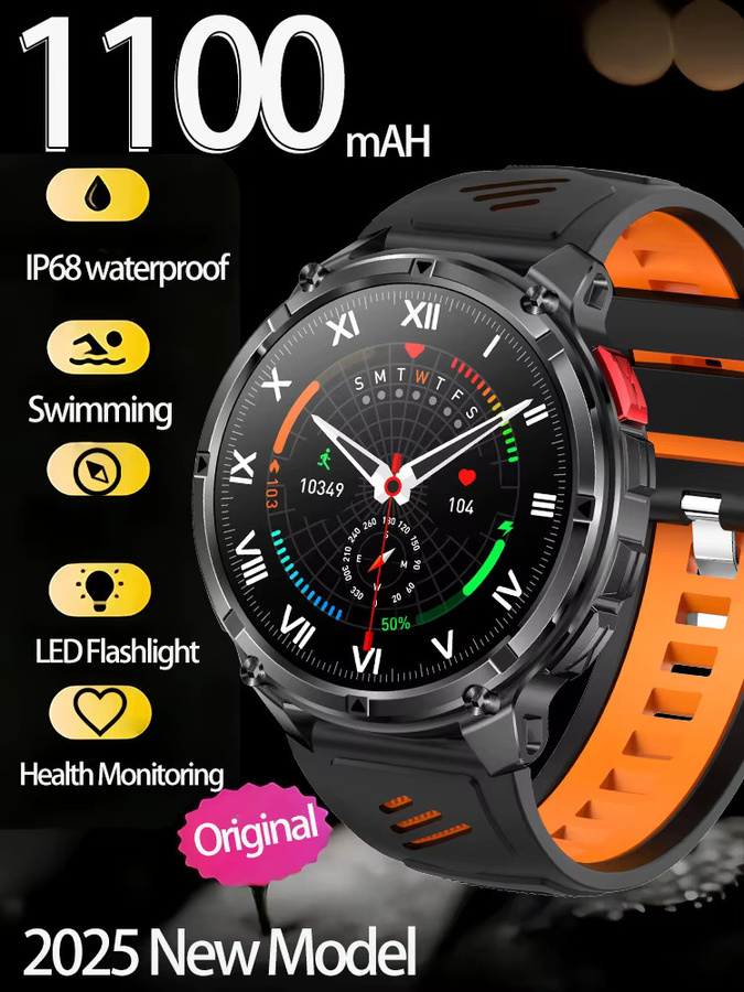 T-Rex3 Pro Smartwatch für Herren in Schwarz-Orange mit GPS-Tracker, 10ATM Wasserdichtigkeit und Anruffunktion - Bild 6