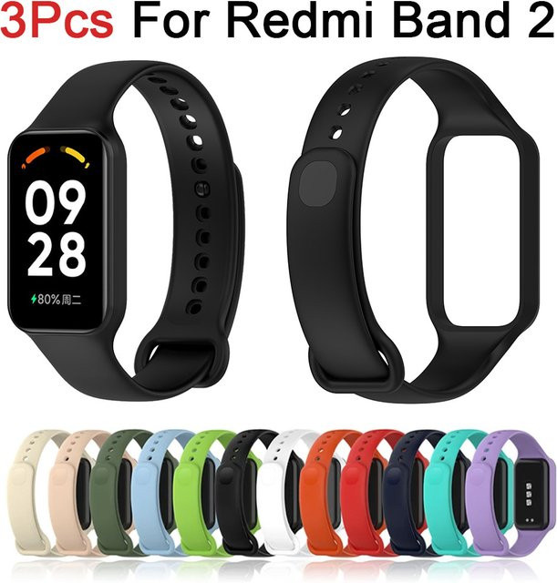 Xiaomi Uhrenarmband Silikon, 3er-Pack, Mischfarben, Redmi Band 2, Mi Band 8 Active - Bild 1
