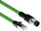 ACT Industrial Sensor-Kabel M12A 8-polig auf RJ45, Cat5e Ethernet/LAN, Ultraflex SF/UTP TPE, geschirmt, Schwarz/Grün, Länge: 10,0 m - Bild 1