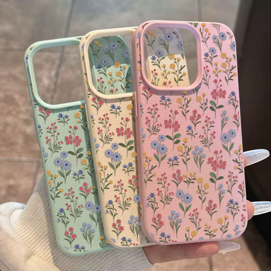 AKABEILA Leder-Soft-TPU Handyhülle mit Blumenmuster für iPhone, stoßfeste Schutzhülle in Schwarz und Multicolour - Bild 2