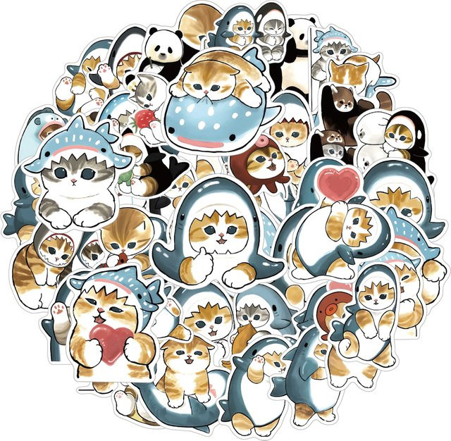 Kpustyle Kawaii Katzen Aufkleber Set, bunte Cartoon Sticker zur Dekoration von Laptop, Notebook und Wasserflaschen, Multicolor - Bild 1