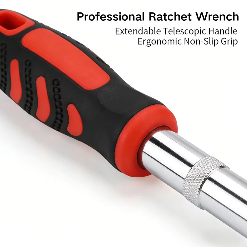 Ratschenschlüssel Set aus Chrome Vanadium Stahl mit 72 Zähnen, ausziehbar und flexibel, 1/4 Zoll, 3/8 Zoll und 1/2 Zoll für Autoreparatur und Heimwerken - Bild 5