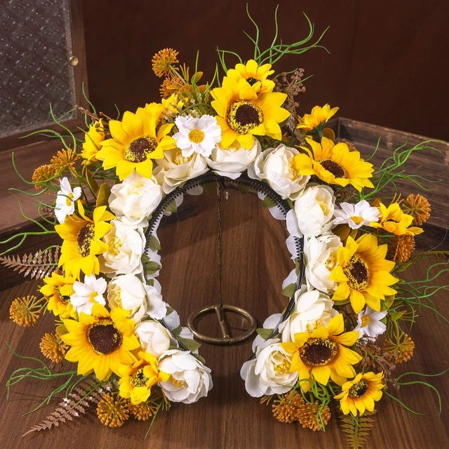 Stirnband Sonnenblumen, Blumen Blätter, Damen - Bild 1