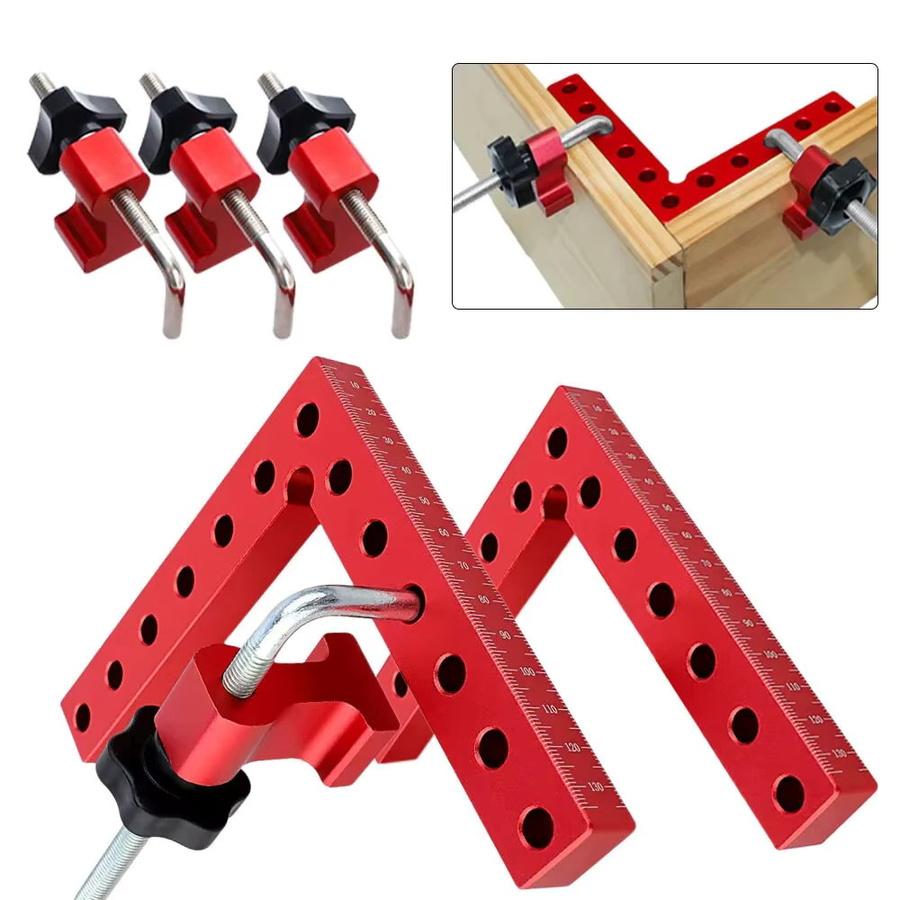 GDART 2er-Pack 90-Grad-Positionierungsquadrate aus Aluminiumlegierung in Rot als rechtwinklige L-Typ-Eckklemme für die Holzbearbeitung - Bild 3