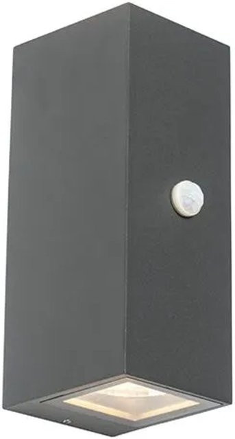 QAZQA Baleno II Moderne Außenwandleuchte in Anthrazit mit Bewegungsmelder und Up-Down-Lichteffekt, IP44, Aluminium und Glas - Bild 1