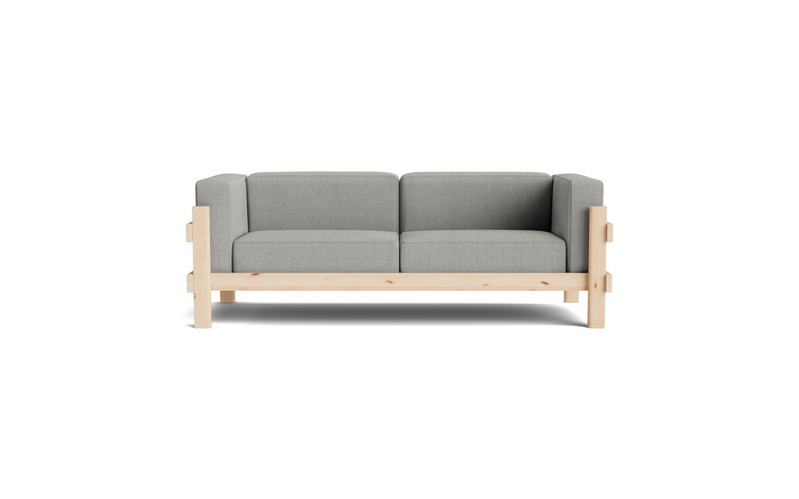 Normann Copenhagen Kube 3-Sitzer Sofa im Mid-Century Design mit Holzrahmen und Stoffbezug in Gelb oder Grau - Bild 2