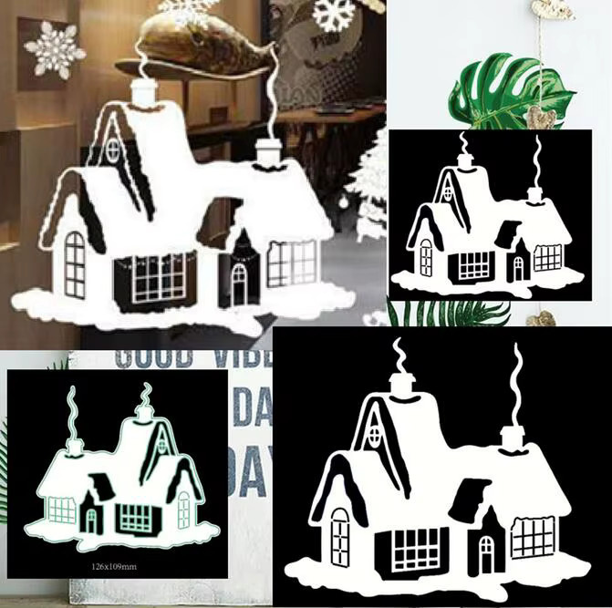 Metall-Schablonen Set Schloss Haus in Silber für Scrapbooking und Handwerk, Durchmesser: 24,0 cm - Bild 4