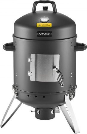 VEVOR Charcoal Smoker Vertikaler Holzkohle BBQ Grill aus beschichtetem Stahl mit Thermometer und 2 Grillrosten, Farbe Schwarz - Bild 1