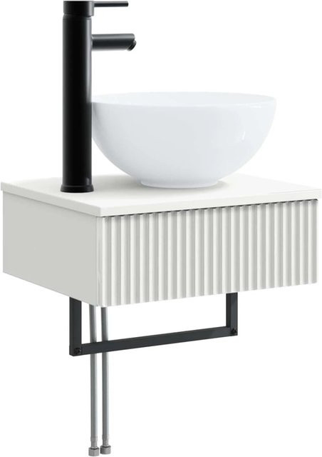 vidaXL Wandmontiertes Waschbecken in Weiß mit runder Form, B/T/H: 40 x 35 x 39 cm - Bild 1