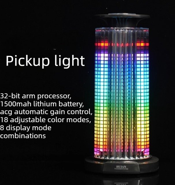 RGB Musik-LED-Atmosphärenleuchte mit Sprachsteuerung und Rhythmus-Effekt in Schwarz und Multicolour für Wohnzimmer, Auto oder Desktop - Bild 1