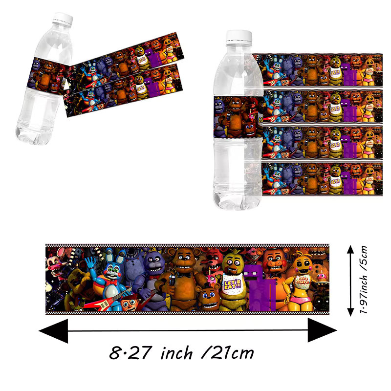 6 Stück Five Nights at Freddy's Aufkleber in Mehrfarbig für Wasserflaschen und Partydekorationen - Bild 4