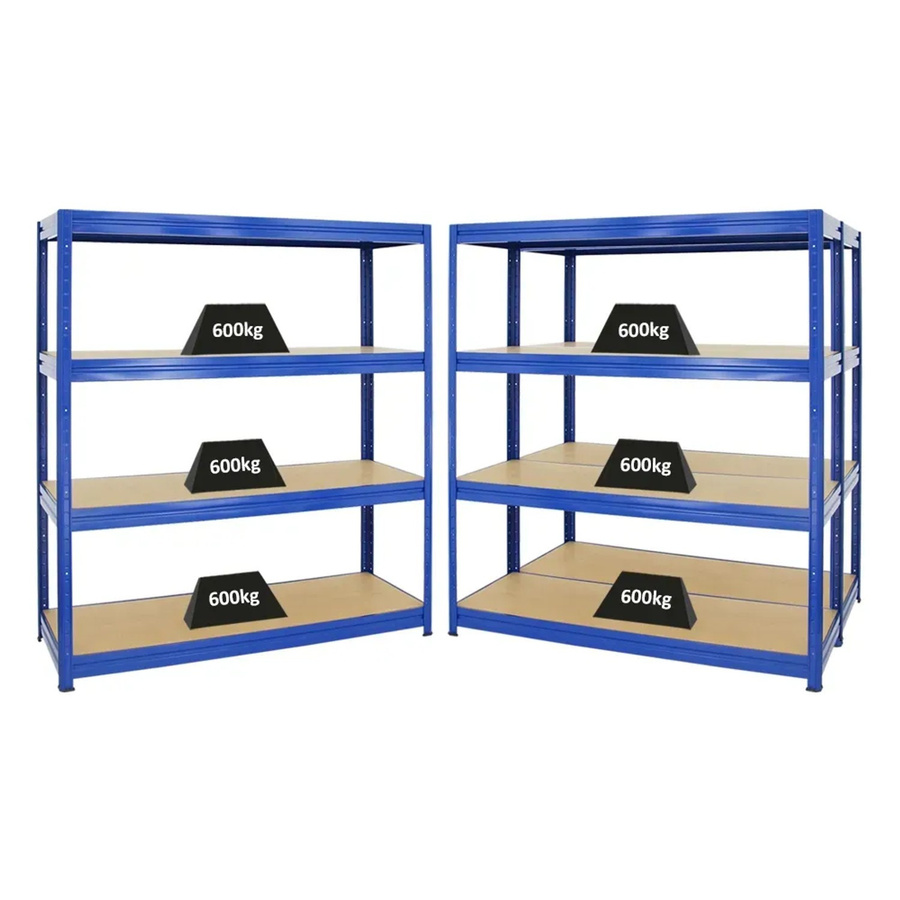 3er Set PROREGAL Schwerlastregal Dino, Blau, H x B x T: 180 x 160 x 60 cm, Fachlast 600 kg mit verstellbaren MDF-Holzböden - Bild 2