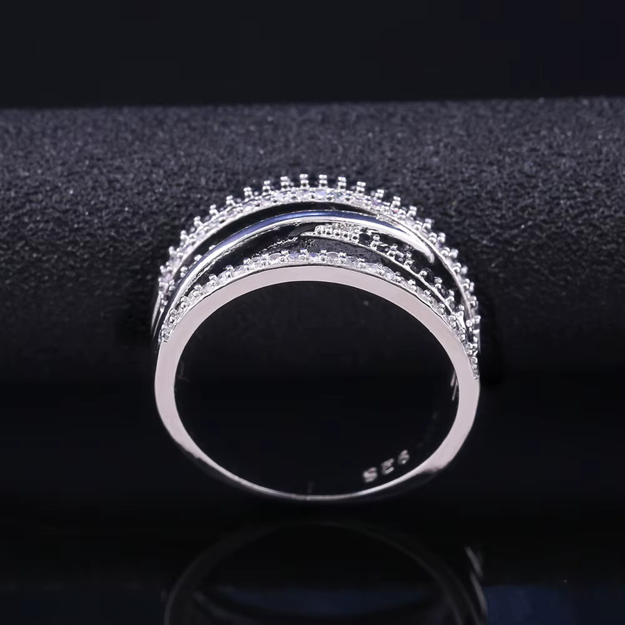 Huitan Ring, Silber, Schwarz & Weiß Zirkonia, Damen - Bild 1
