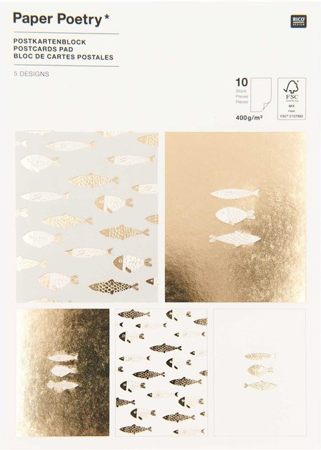 Rico Design Paper Poetry Postkartenblock Fische mit 10 Stück - Bild 1