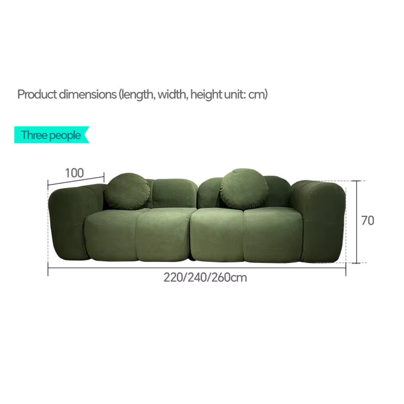 RSRDDY 3-Sitzer-Schlafsofa in Grün, modernes minimalistisches Polstersofa mit Stoffbezug und Sitzkissen - Bild 4