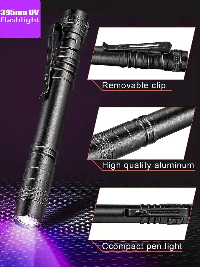 NEWBIRTH UV-Taschenlampe 395nm Ultraviolettes Licht in Schwarz als tragbarer Haustier-Urin-Detektor und Skorpion-Finder mit Stiftclip - Bild 4