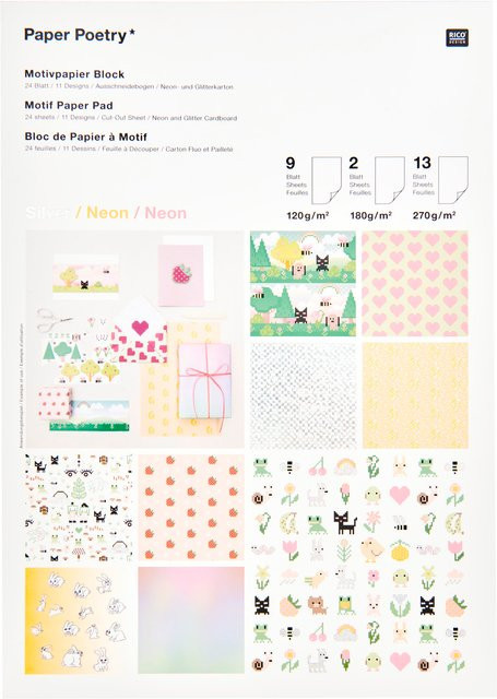 Rico Design Paper Poetry Motivpapierblock Pixel Power Multicolor A4 - Bild 1