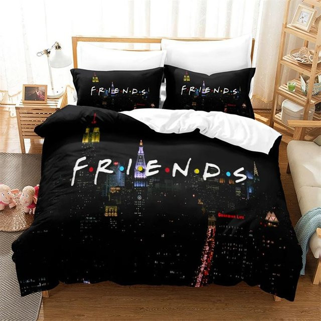 Friends TV-Show Bettwäscheset aus Polyester mit Kissenbezug, Schwarz, B/H: 140 x 210 cm - Bild 1