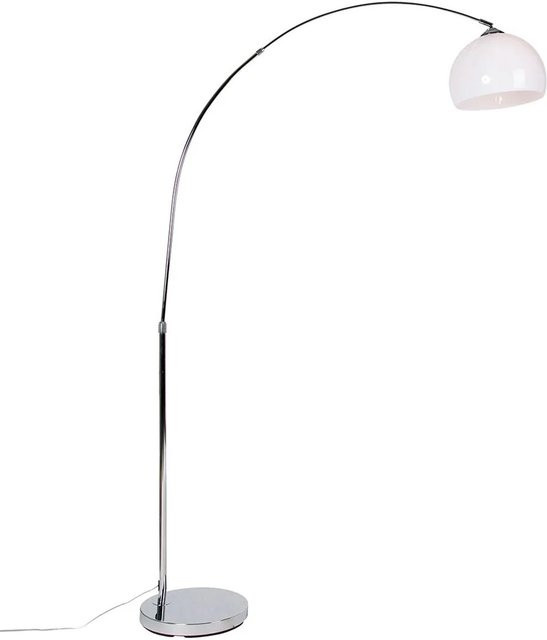 QAZQA Moderne Bogenlampe Arc Basic in Chrom mit weißem Schirm, höhenverstellbar und dimmbar, Höhe: 176 cm - Bild 1
