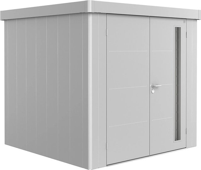 Biohort Gerätehaus Neo 2B mit Doppeltür aus Stahl in Silber Metallic, B/H/T: 236 x 222 x 236 cm - Bild 1