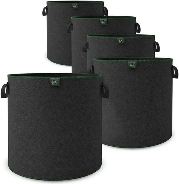 TTL GARDEN Pflanzsack 5er Set aus Filz in Schwarz, 60L Volumen, Durchmesser: 43 cm - Bild 1