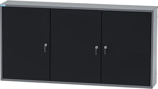Küpper Hängeschrank 3-Türig mit 18 Sichtboxen in Schwarz-Hellgrau, B/H/T: 60 x 120 x 20 cm - Bild 1
