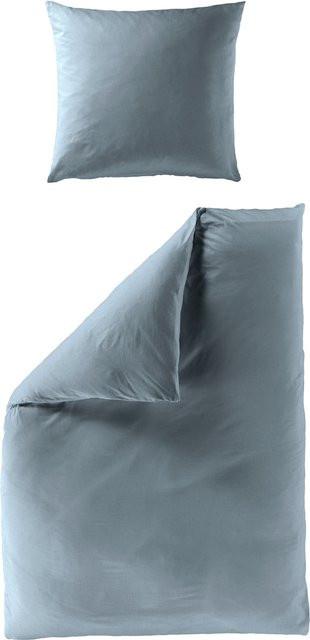 BIERBAUM Mako-Satin Bettwäsche Set aus Baumwolle, Farbe Jeans, B/H: 135 x 200 cm, B/H: 40 x 80 cm - Bild 1