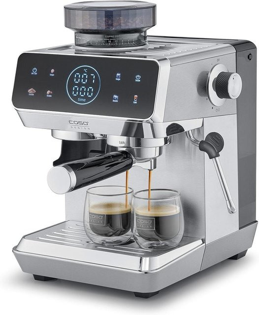 Caso 1826 Espresso Gourmet & Grind Siebträger-Espressomaschine in Silber aus Edelstahl mit integriertem Mahlwerk und Pre-Infusion - Bild 1