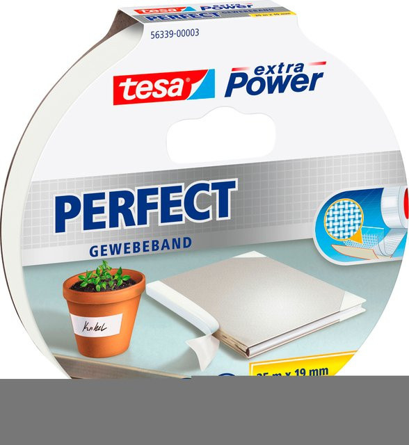 tesa extra Power Gewebeklebeband Weiß, Breite: 19 mm, Länge: 25 m - Bild 1