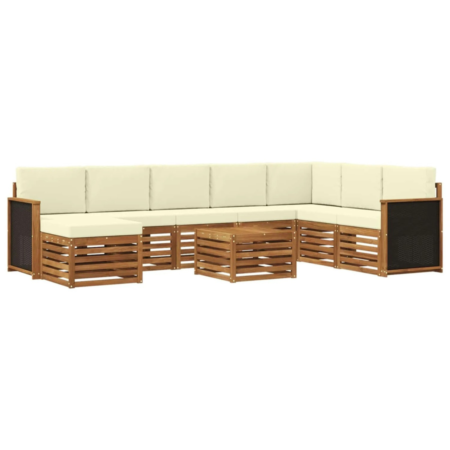 vidaXL Sofagarnitur aus Massivholz Akazie in Beige mit Latten-Design und Armlehnen - Bild 2