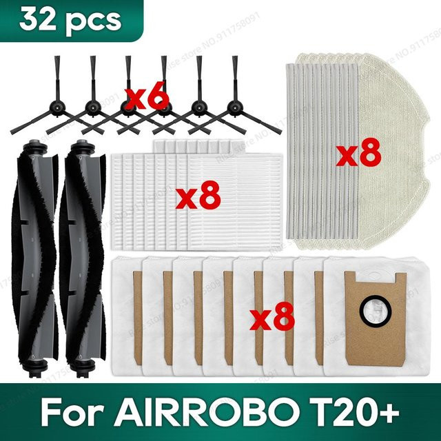 OSSIEAO Zubehör-Set für AIRROBO T20+ T25+ T30+ L40+ L50+ L60+ und FIXR T20 mit Hauptbürste, HEPA-Filter, Staubbeuteln und Mopp-Waschlappen in Multicolour - Bild 1