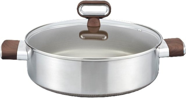 Cheffinger Servierpfanne aus Edelstahl mit Glasdeckel in Silber - Bild 1
