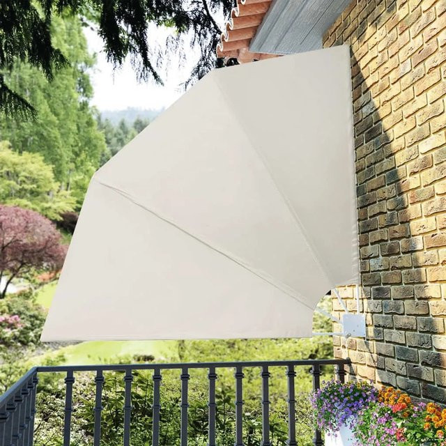 Faltbarer Balkonfächer furnicato in Creme mit Polyester und pulverbeschichteten Stahlrohren B/B: 210 x 210 cm - Bild 1