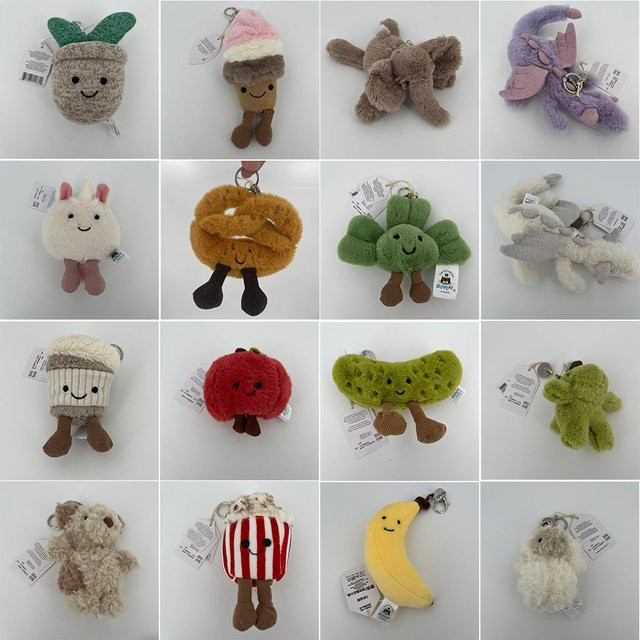 Jellycat Schlüsselanhänger, Teebeutel, Marshmallow, Wassermelone, Croissant, Zuckerwatte, Kuchen, Erdnuss-Kirsch - Bild 1