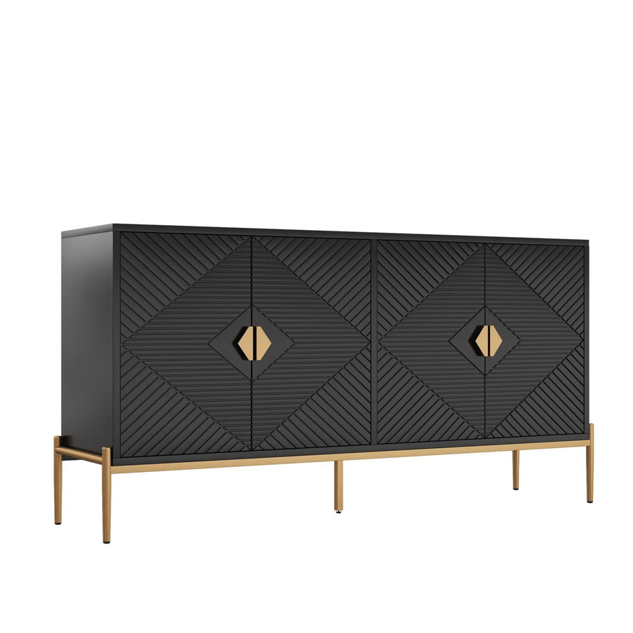 okwish Sideboard Modernes Wohnzimmer Sideboard in Schwarz Matt B/T/H: 162 x 40 x 80 cm - Bild 2