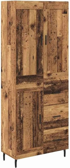 vidaXL Highboard 2-teilig in Altholz-Optik mit Glasfronten und Schubladen, Braun, B/T/H: 180 x 34 x 69,5 cm - Bild 1