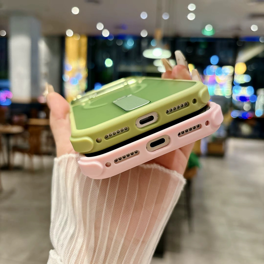 MagSafe Schutzhülle mit rotierbarem Kickstand für iPhone 17 16 15 14 Pro Max in Grün mit 4-Ecken-Anti-Drop und Metallknöpfen aus TPU - Bild 3