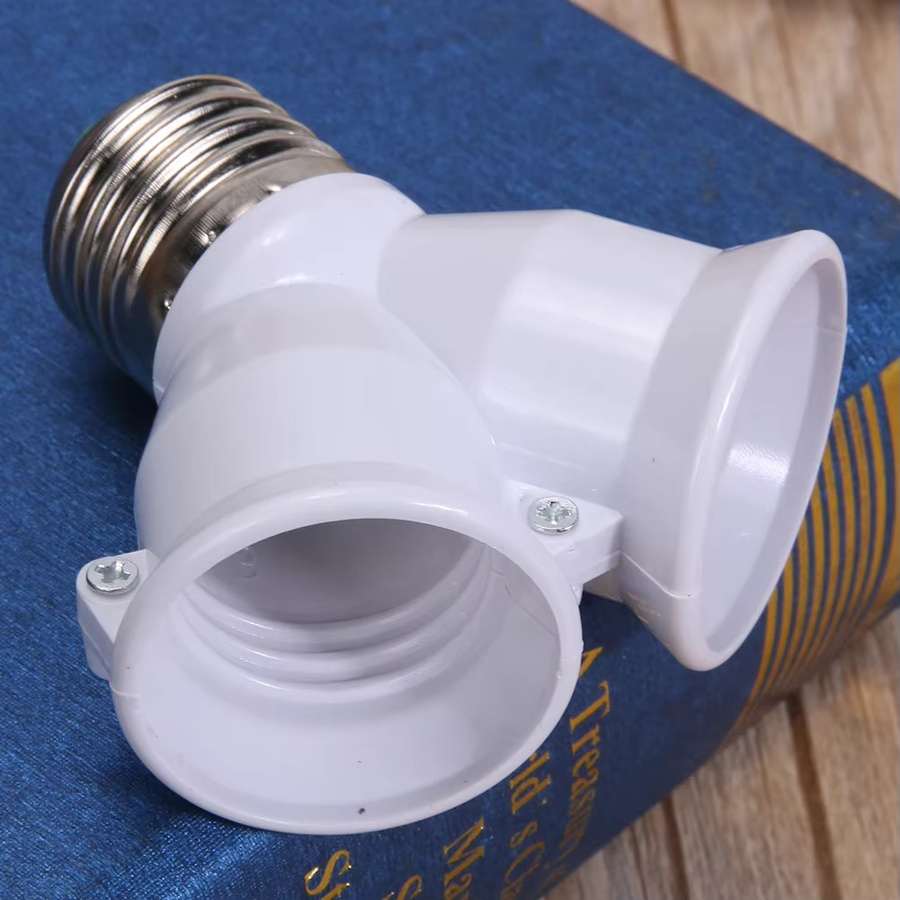 ALLOYSEED 2 in 1 E27 Doppel-Sockel Adapter Splitter Konverter mit Kupferkontakt in Weiß - Bild 3