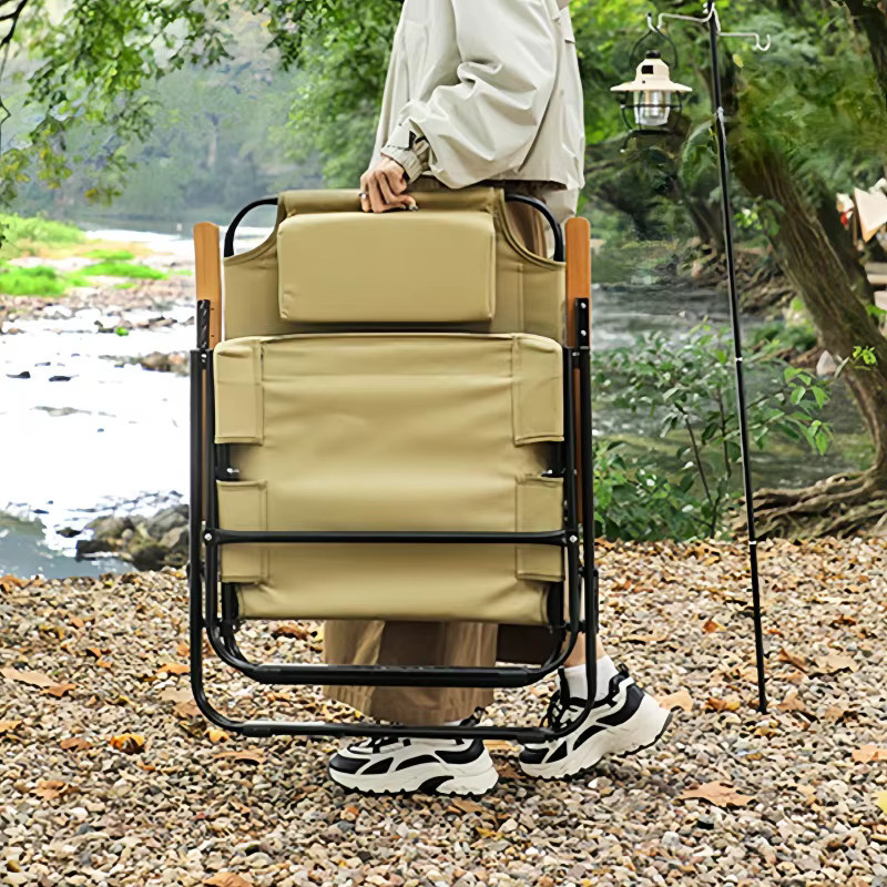 Kermit Campingstuhl mit hoher Rückenlehne und 5-fach verstellbarer Liegefunktion, faltbarer Outdoor-Stuhl in Schwarz - Bild 5