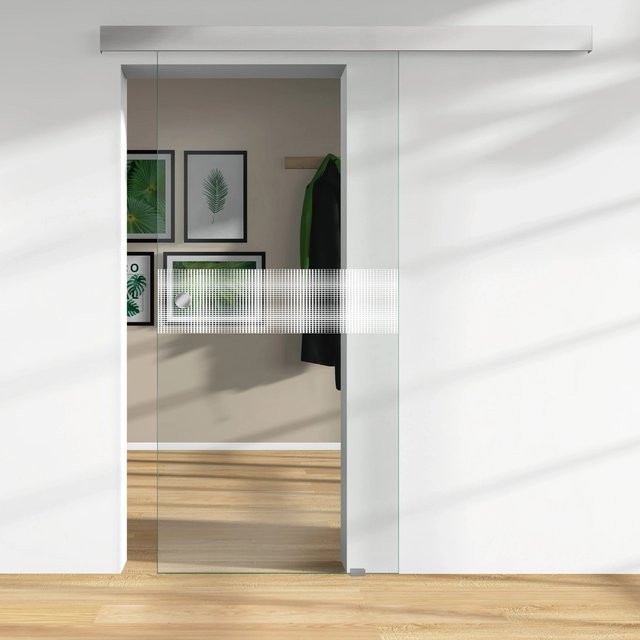 Skyscope Glasschiebetür aus ESG Floatglas mit Lasermattierung, transparent, B: 206,0 cm, H: 94,0 cm, Tiefe: 0,8 cm - Bild 1