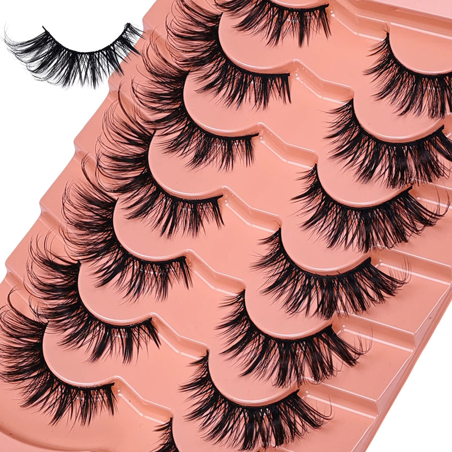 JIEFUXIN Falsche Wimpern Katzenaugen-Look, 14 Paar, schlank, kräuselnd, flauschig - Bild 3