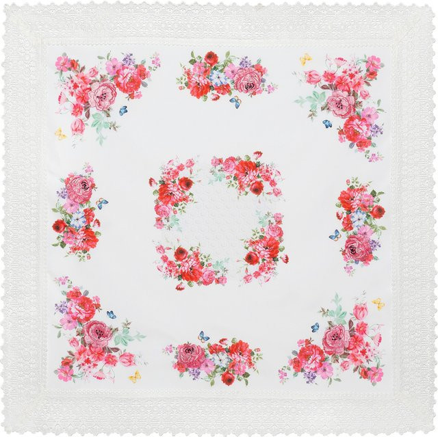 Mitteldecke Rose von Viva Domo in Weiß und Pink mit floralem Design - Bild 1