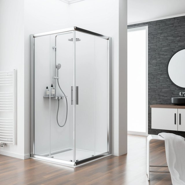 Schulte Duschkabine Ecke Einstieg Kristall Trend in Transparent, B/T/H: 75 x 90 x 185 cm, Echtglas klar hell - Bild 1
