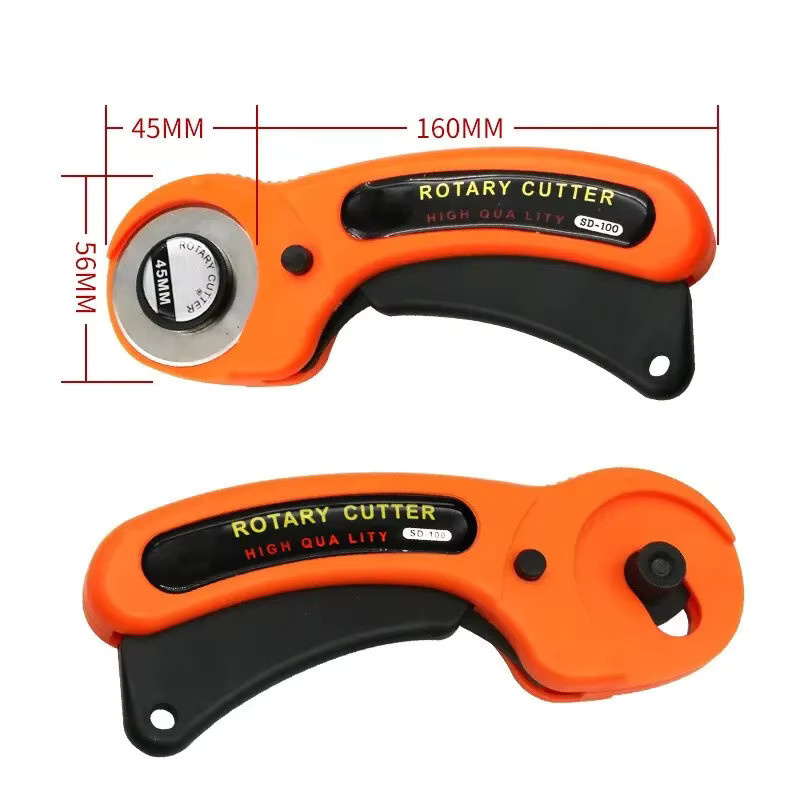 Et Schneiderset für Patchwork und Quilten mit 6-Klingen-Rotationsschneider, Schneidematte und Lineal in Orange, 45 mm - Bild 1