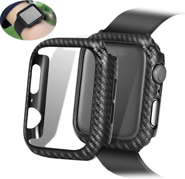 Uhrenzubehör Abdeckung für Apple Watch, Kohle faser, Schwarz, Unisex - Bild 1