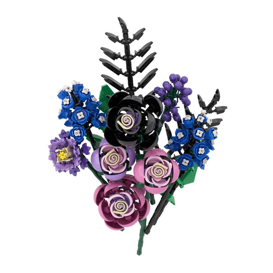Gobricks Botanisches Baustein-Set Lila Rose Gotische Dekoration Blumenstrauß - Bild 2