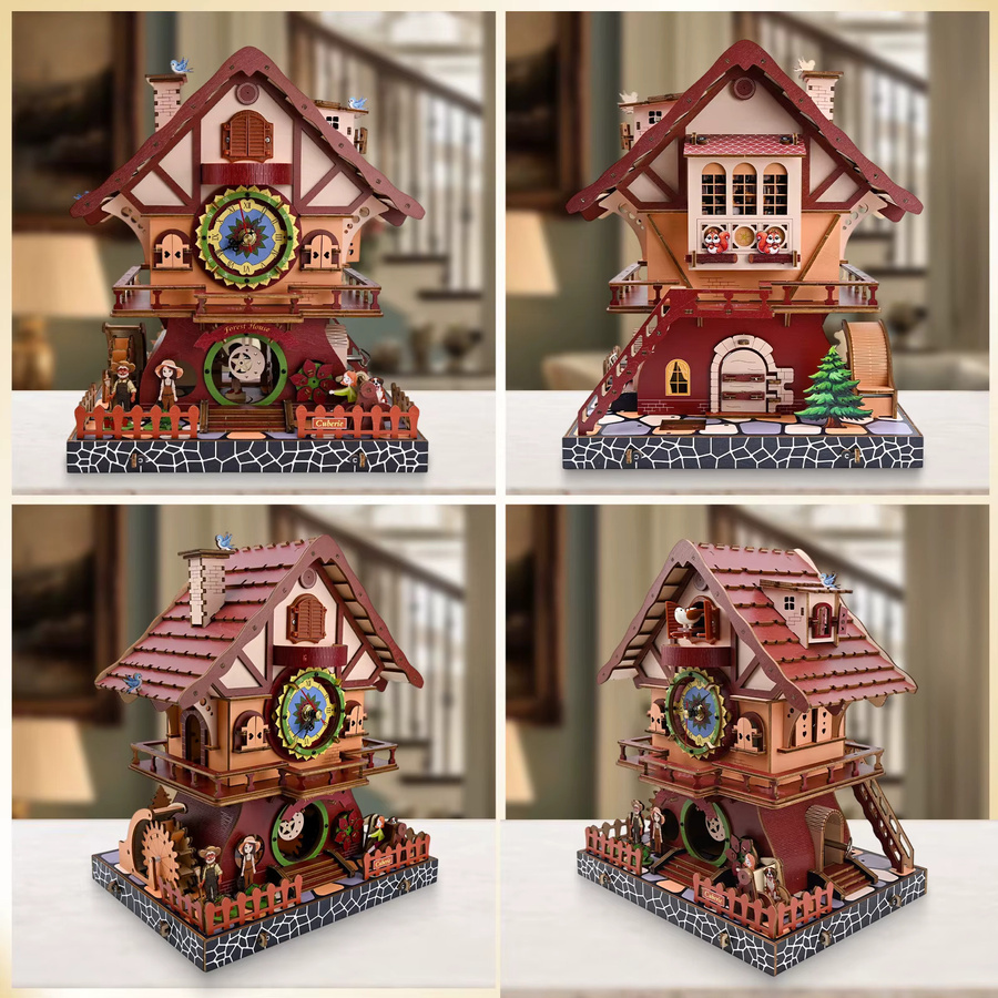 Cuberie 3D-Holzpuzzle Kuckucks-Holzuhr als mechanisches Modellbauprojekt für Erwachsene in Mehrfarbig - Bild 4